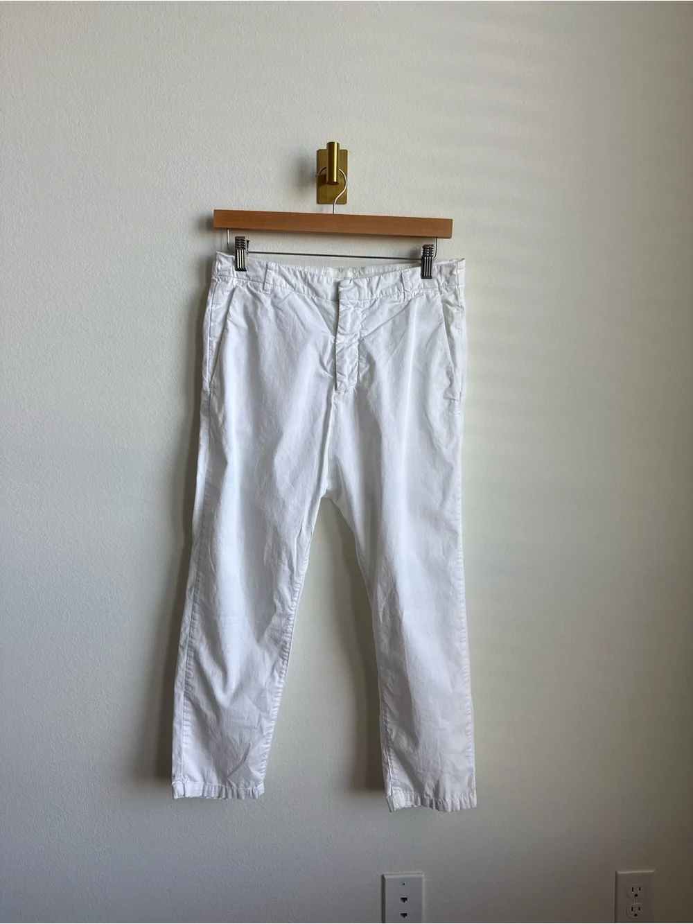 Nili Lotan Paris Twill Pants White Slouchy Cropped Ankle Trousers Size 4